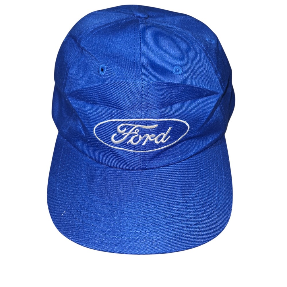 VTG Ford Logo Quake City Caps Dad Hat Royal Blue Embroidered Sz OSFM